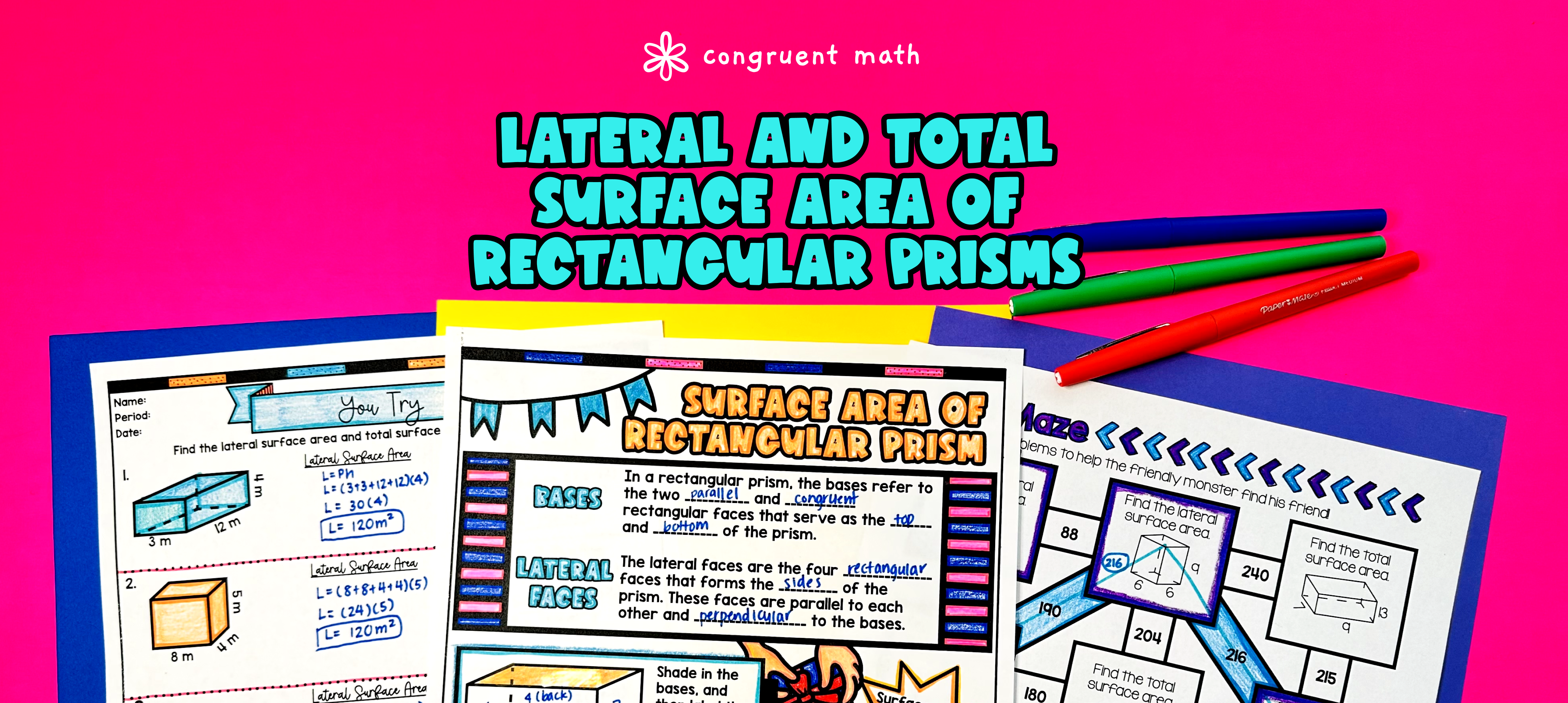 Lateral and Total Surface Area of Rectangular Prisms