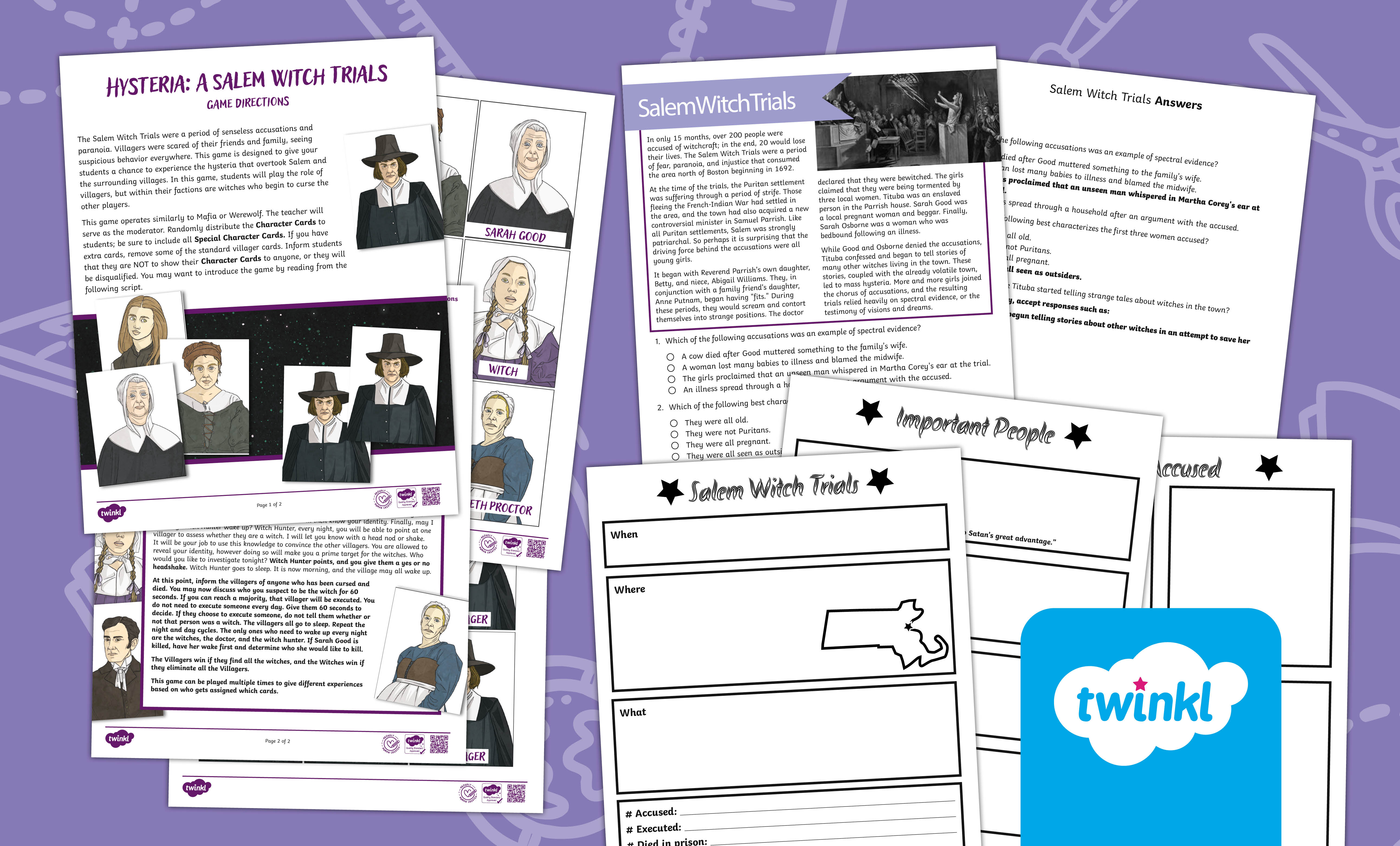 Salem Witch Trials Activities for 6th-8th Grade